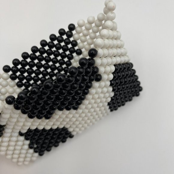 NWOT Beaded Card Holder - Aesthetic Handmade Cow Print Wallet | Card Sleeve - Picture 7 of 8